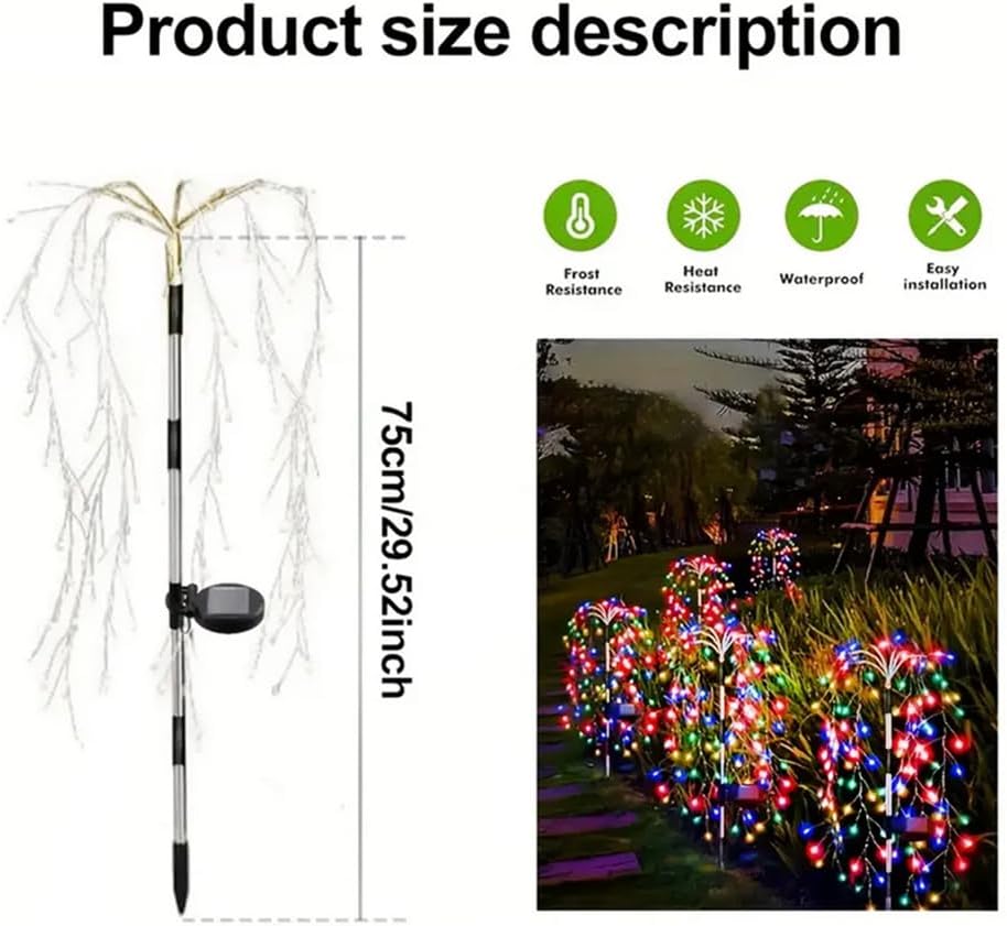 4 Pack Solar RGB Firework Light Outdoor Waterproof Willow Tree Firework Lights LED Garden Decoration Lawn Holiday String Fairy Light (RGB)