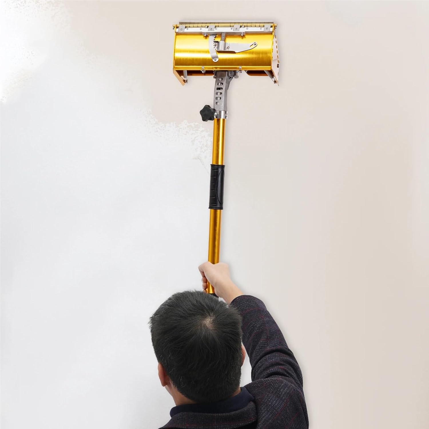 Drywall Flat Finishing Box Professional Drywall Tool With Adjustable Handle - Leak-Proof Mud Pan For Painting & Wall Repair