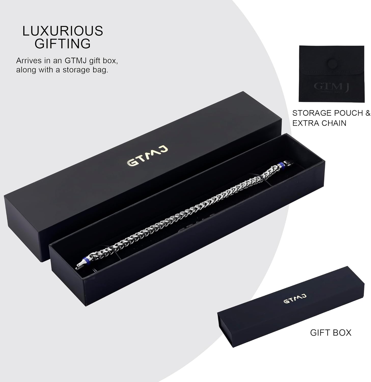 Stainless Steel Meteorite/Lapis Lazuli/Tiger's Eye/Onyx Bracelet for Men - Image 7