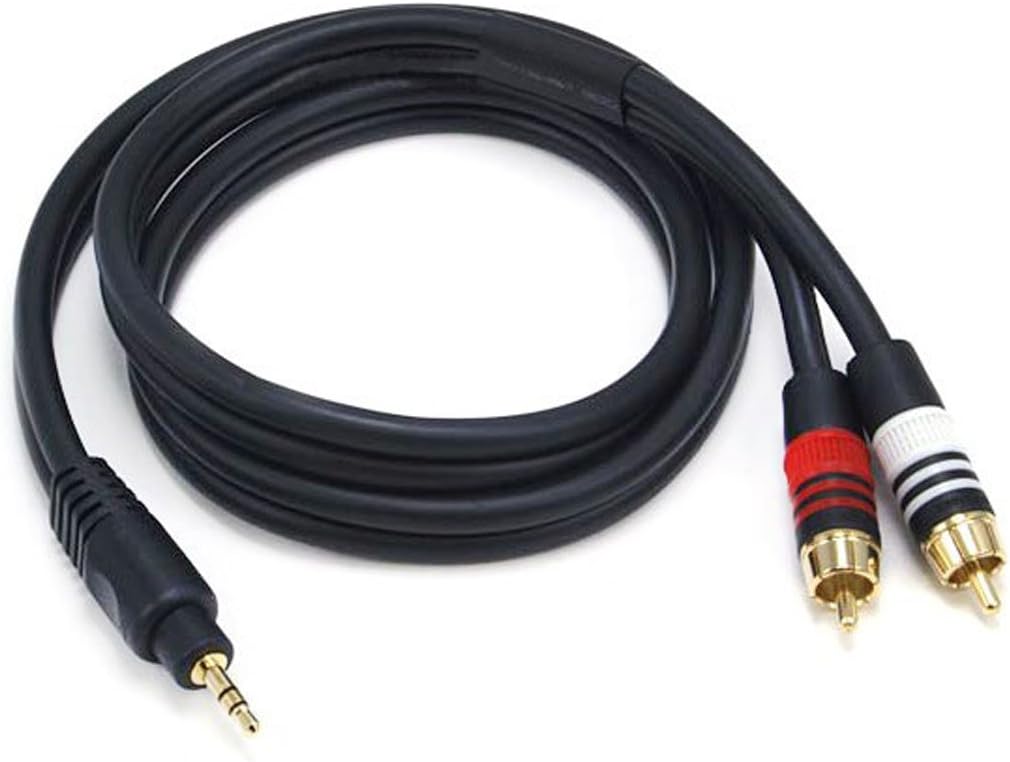 Monoprice Audio Cable - 3 Feet - Black | Premium Stereo Male to 2 RCA Male 22AWG, Gold Plated : Electronics