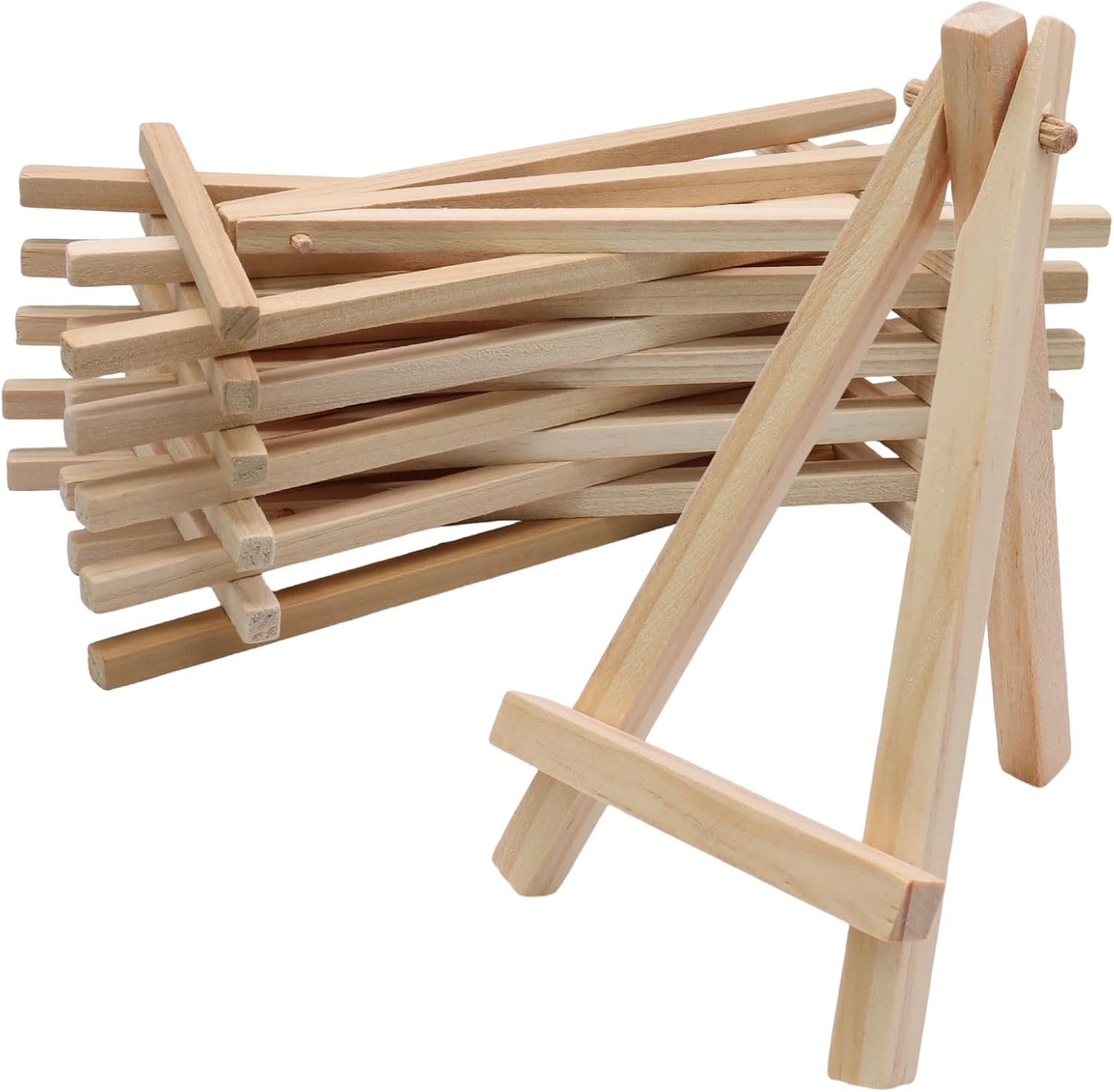 Uenhoy 12 Pcs Mini Wood Display Easel 7.5 Inch Small Wooden Easels for Displaying Canvas Paintings, Photos & DIY Crafts, A-Shaped Tripod Holder Stand Tabletop Easels