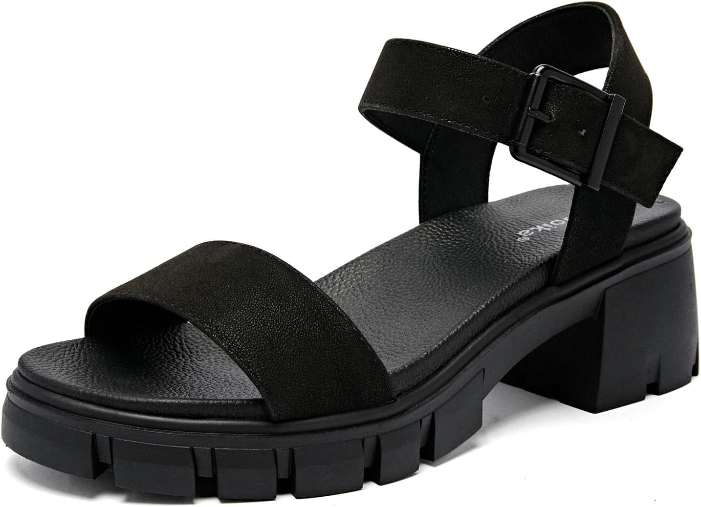 Women's Wide Width Pump Heel Sandals, Fashion Plateform Block Heel Open Toe Sandal with Adjustable Ankle Strap Women's Casual Summer Shoes.
