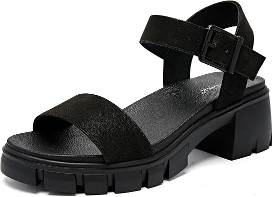 Luoika Womens Wide Width Block Heel Open Toe Sandals