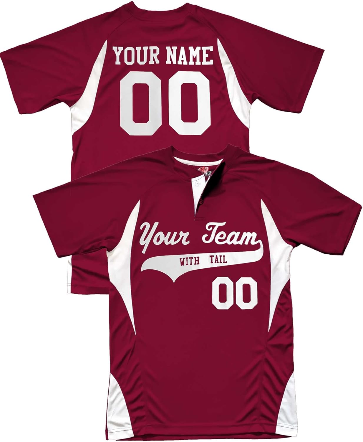 Henley 2-Button Mens Custom Baseball Jersey with Your Names and Numbers