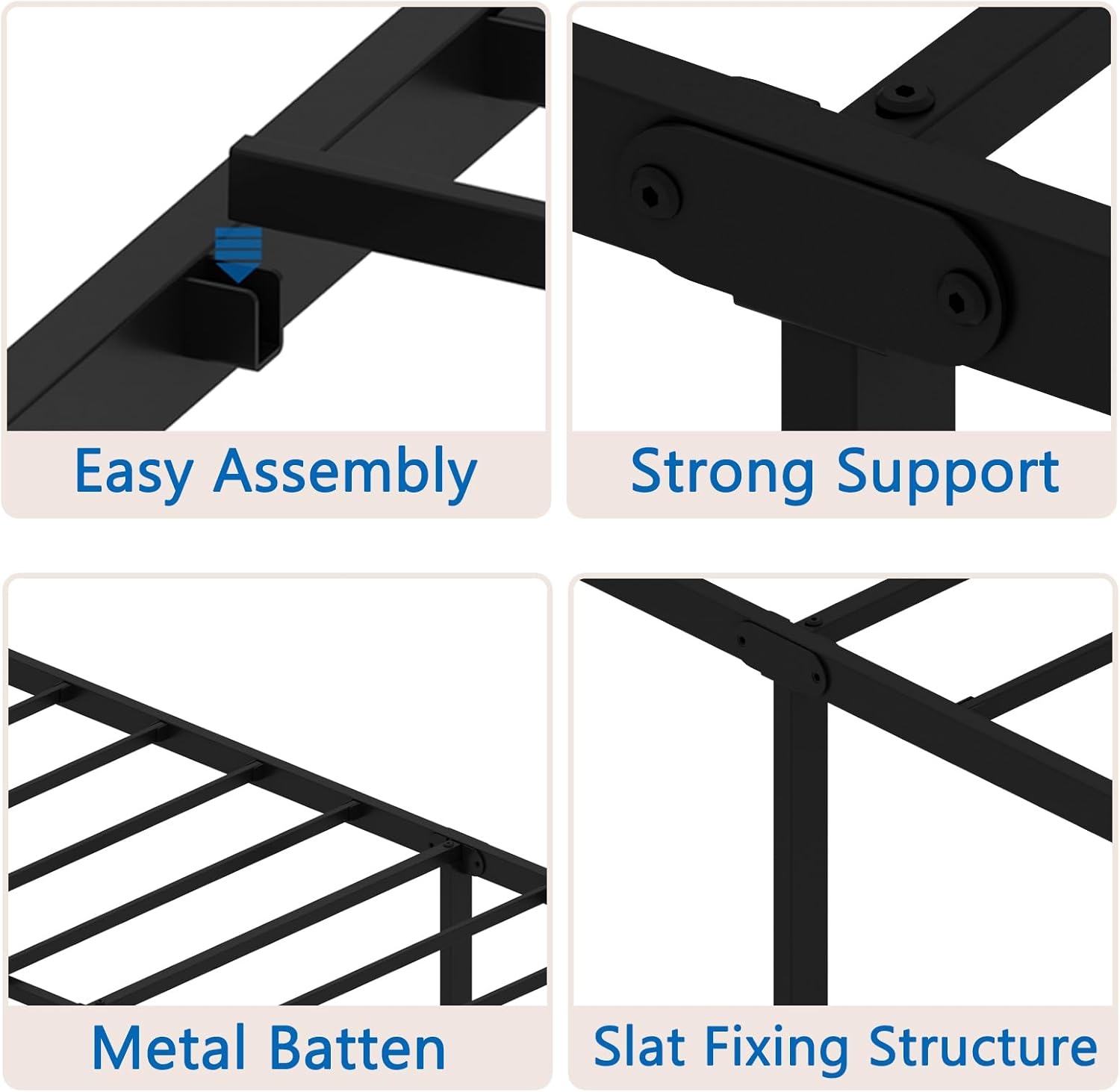 Twin Size 14" Height Classic Metal Platform Bed Frame Foundation with Iron-Art Headboard/Footboard/Under Bed Storage/No Box Spring Needed/Heavy Duty Metal Slats Support/Black