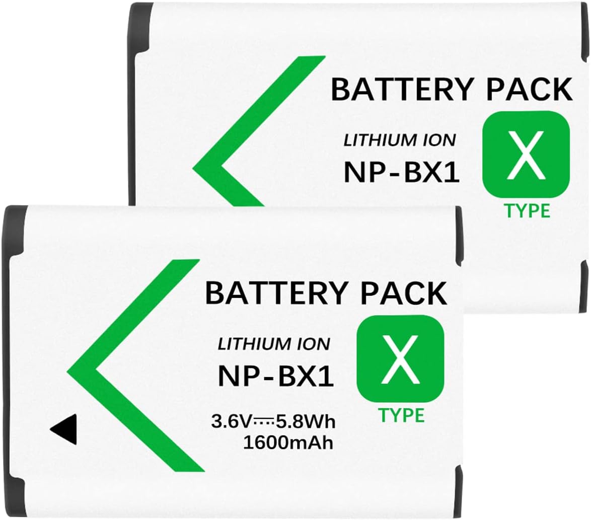– NP-BX1 Batteries High Capacity, NP BX1 Battery Compatible with Sony DSC-RX100 / RX100 V / RX100 VII DSC-HX80 FDR-X3000 HDR-AS100V (2 Batteries)