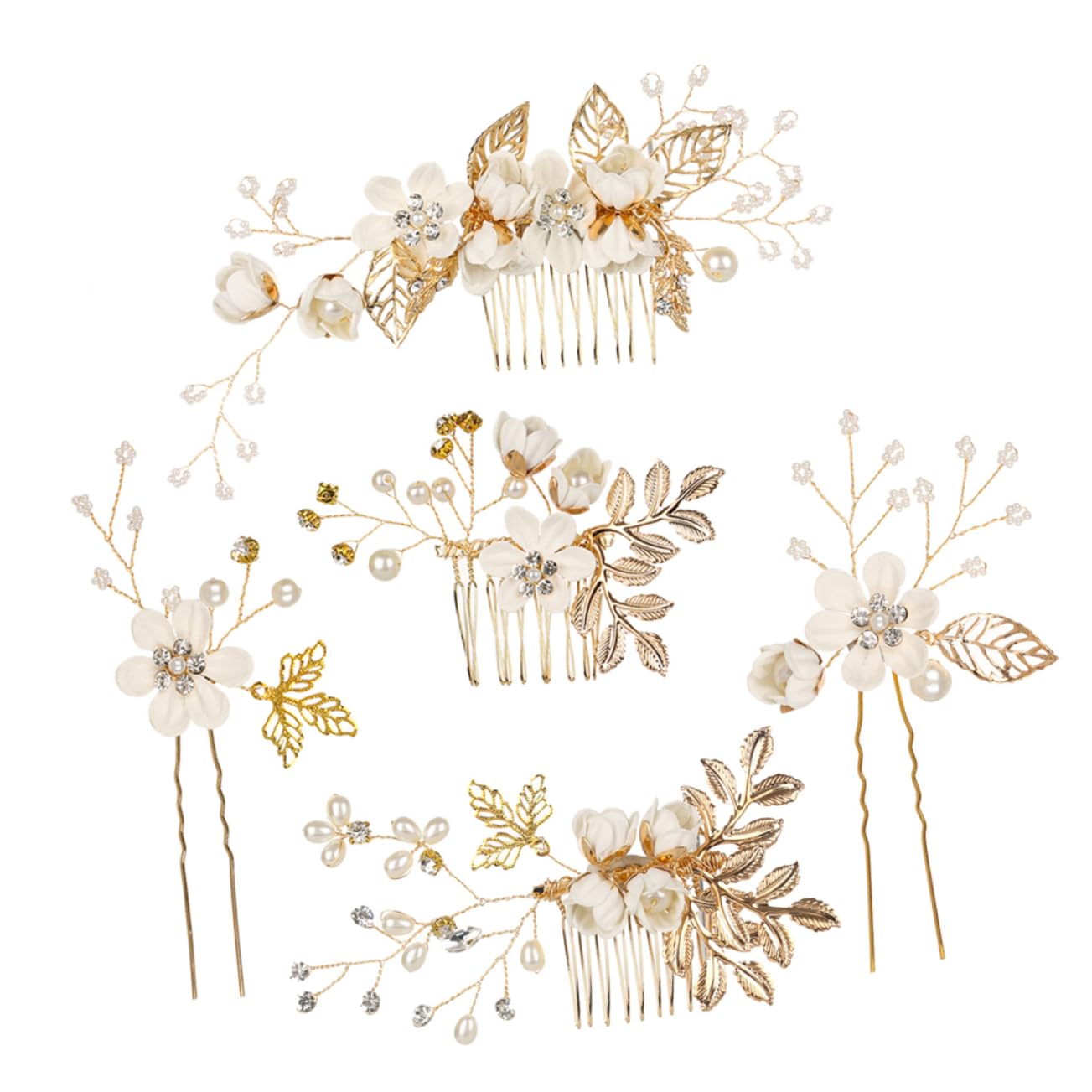 FRCOLOR 10stücke Teiliges Set Handgemachter Perlen Haarschmuck Für Hochzeiten Elegante Haarspangen Mit Kristallen Und Blüten Für Braut Und Brautjungfern Für Festliche Anlässe