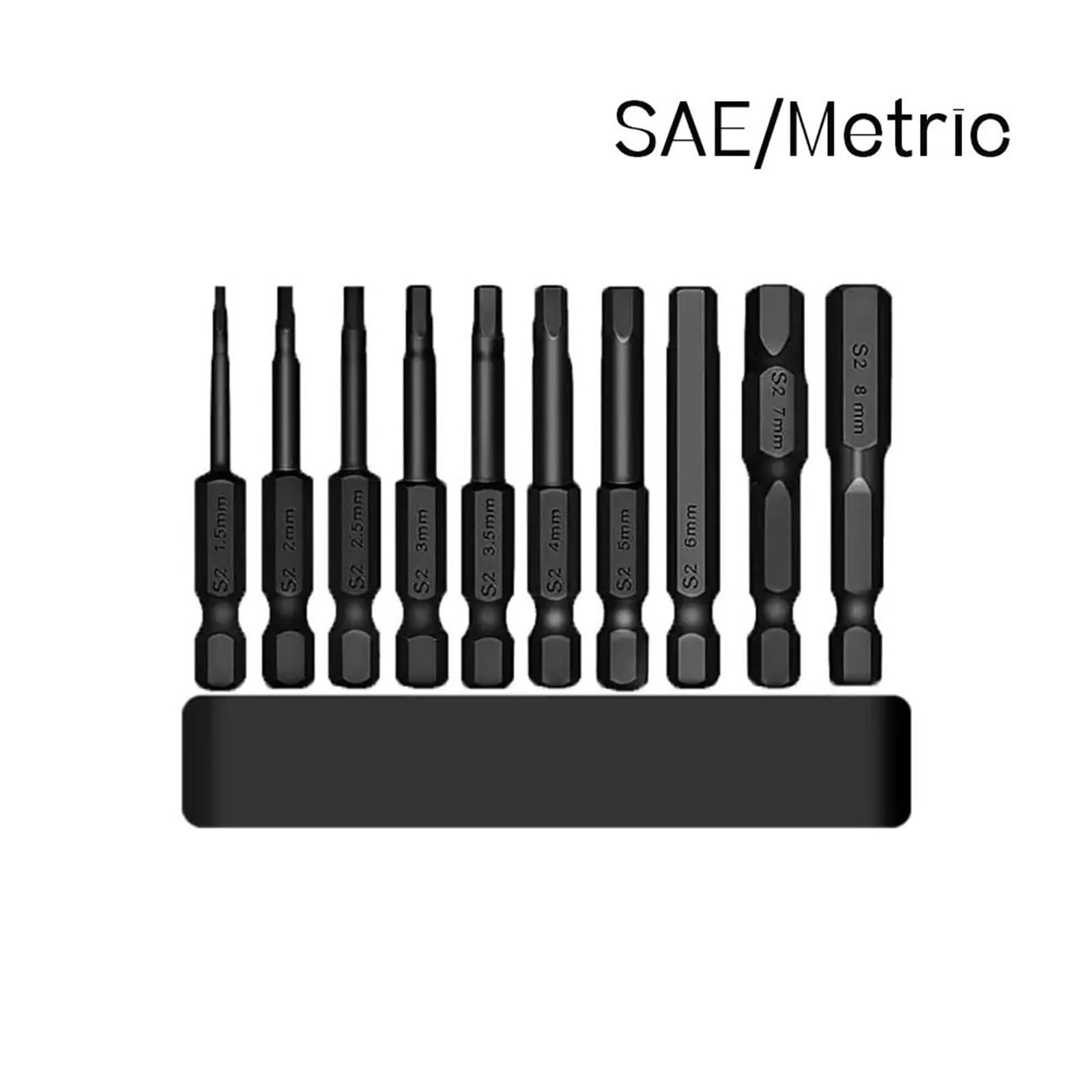Zestaw bitów do śrubokrętów sześciokątnych Multi Wear Metric Size Bit S2 10 szt. (zestaw metryczny)
