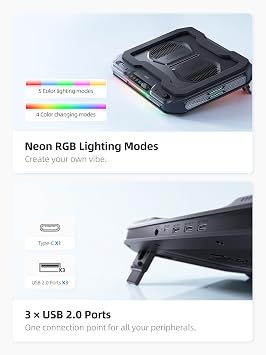 llano V11 Pro Laptop Cooling Pad, Gaming Laptop Cooler RGB Laptop Fan