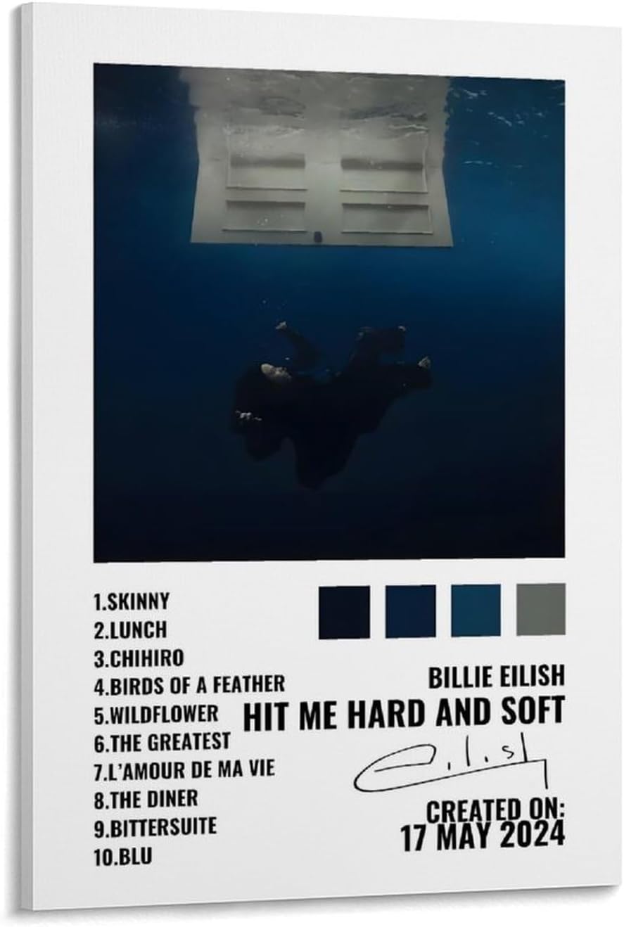 Billie Eilish HIT ME HARD AND SOFTAlbum Cover、Music Album Poster Decoration Painting Canvas Wall Poster And Art Picture Printing Modern Home Bedroom Decoration Poster08x12inch(20x30cm) Frame-style