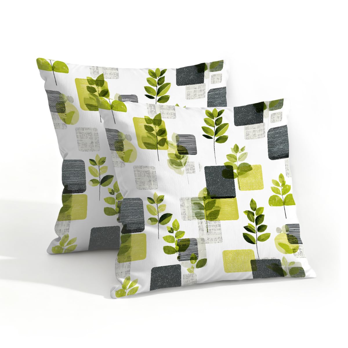 Outdoor Pillow Covers Waterproof Pillowcases 18x18in Set of 2 Modern Geometric Botanical Leaves Decorative Throw Cushion Case for Couch Sofa Garden Patio Furniture