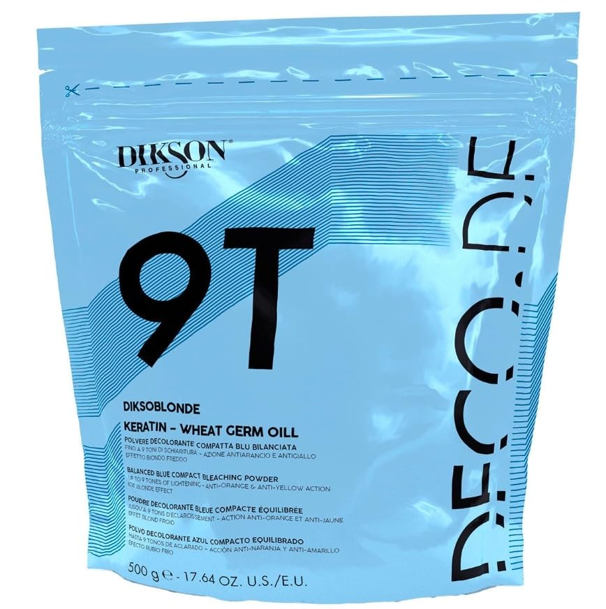Polvere Decolorante 9 Toni Compatta Blu con Cheratina e Olio di Germe di Grano, 9T Diksoblonde, 500g