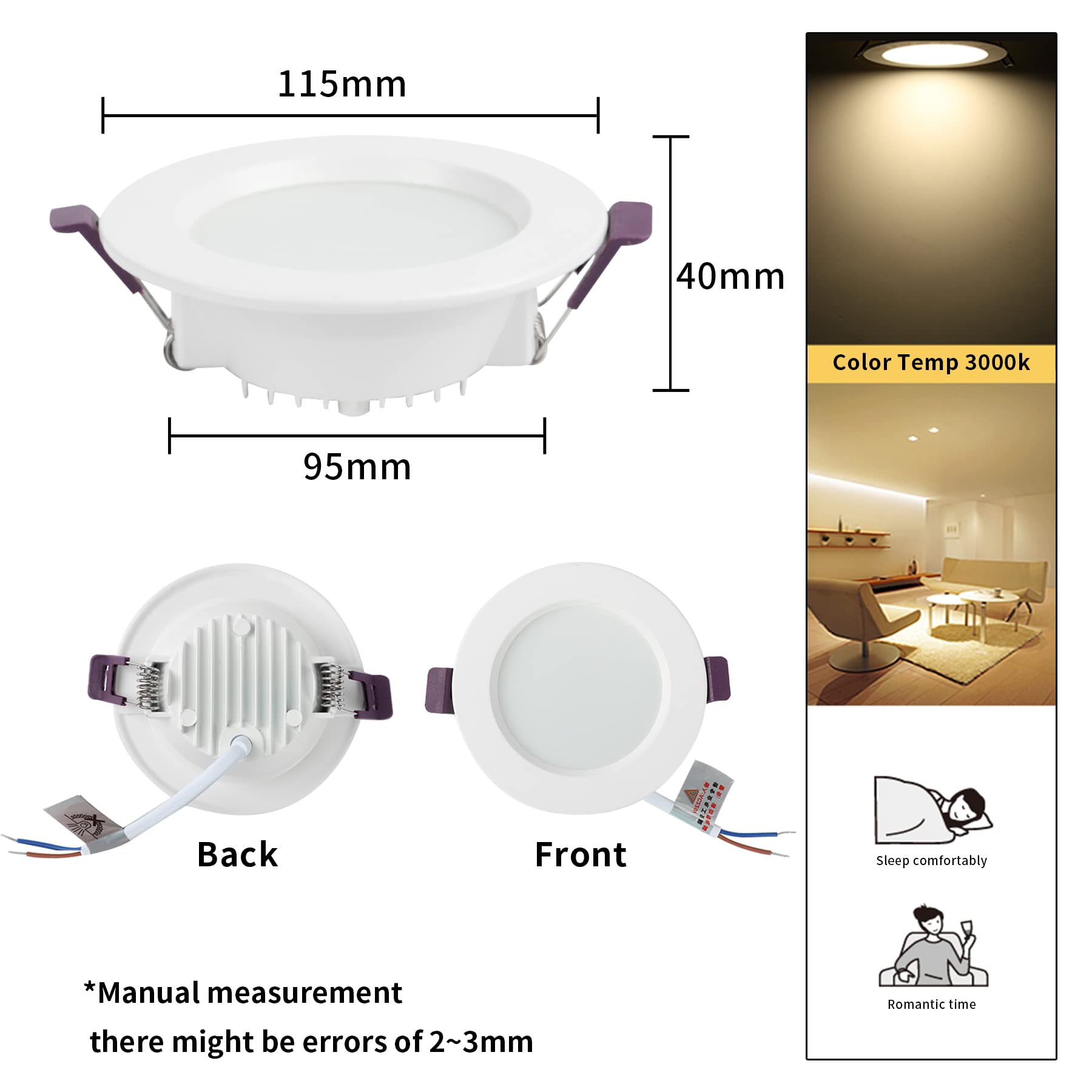 Foco empotrable ultraplano LED blanco cálido/blanco frío 230 V, ultraplano, incluye 6 x 5 W 400 lm, módulo IP20, foco empotrable orientable, 400 lm, níquel mate (6 unidades de 9 W, blanco