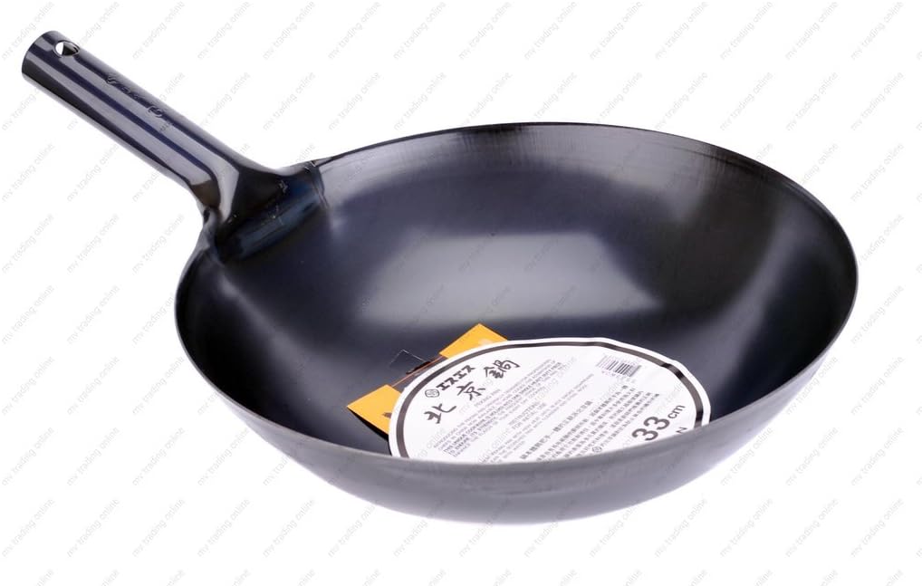M.V. Trading JPIW39 Japanese Iron Pow Wok Heavy Duty Iron with Commercial Grade Handle, 39cm (15.35-Inches)