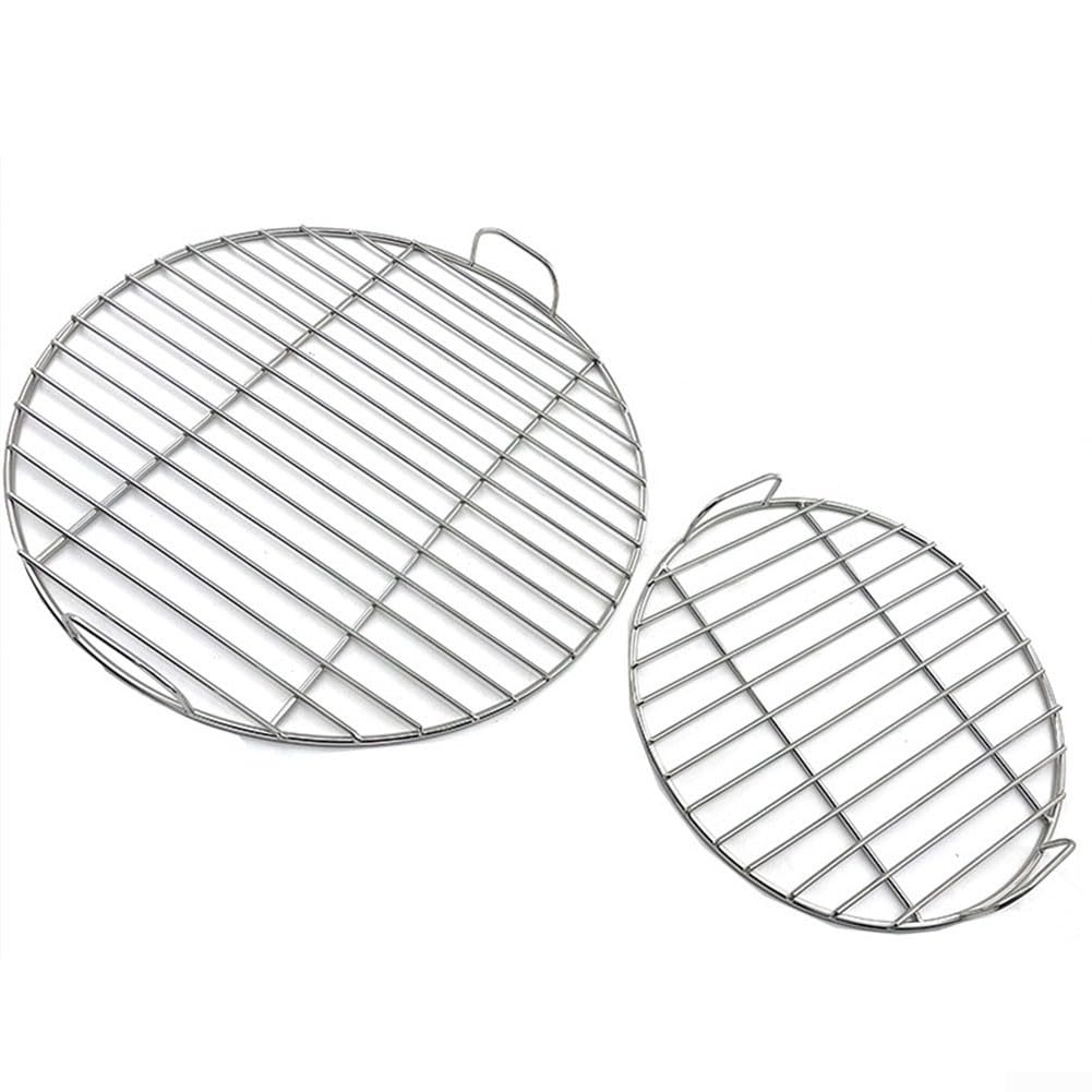 Griglia rotonda in acciaio inox con manico per barbecue a carbone 7432 e 57 cm, diametro 45 cm, compatibile con braciere 1241304 e 57-60 cm (55 cm)