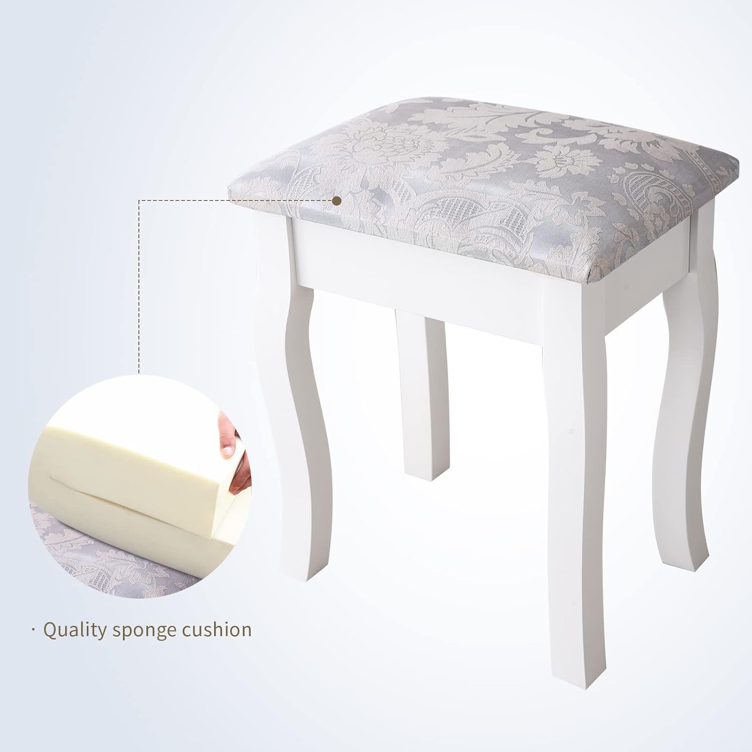 Girls Makeup Vanity Set with Mirror & Stool (Vanity Desk with Mirror)