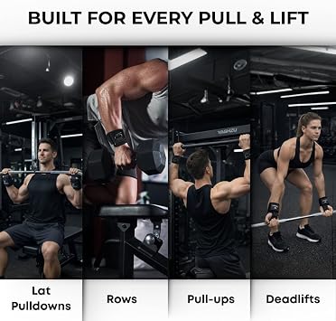 Weight Lifting Straps with D Ring - Gym Straps with D Ring | Cuffed D Rings, Padded Wrist Support, Fits All Cable Machines, Unisex, Anti Slip, Heavy Duty Weight Lifting Straps