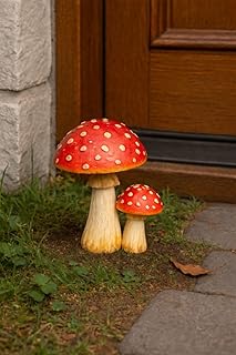 Miniature Resin Mushroom Decor for Fairy Garden – 6 PCS Colorful Mushroom Figurines, Yard Art Ornaments for Outdoor Garden, Bonsai & Terrarium Decorations (Mother & Child Mushroom)