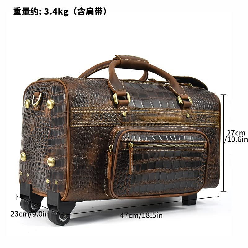 Mens leather cowhide pole case Vintage cowhide travel bag Large capacity suitcase Business travel handbag2