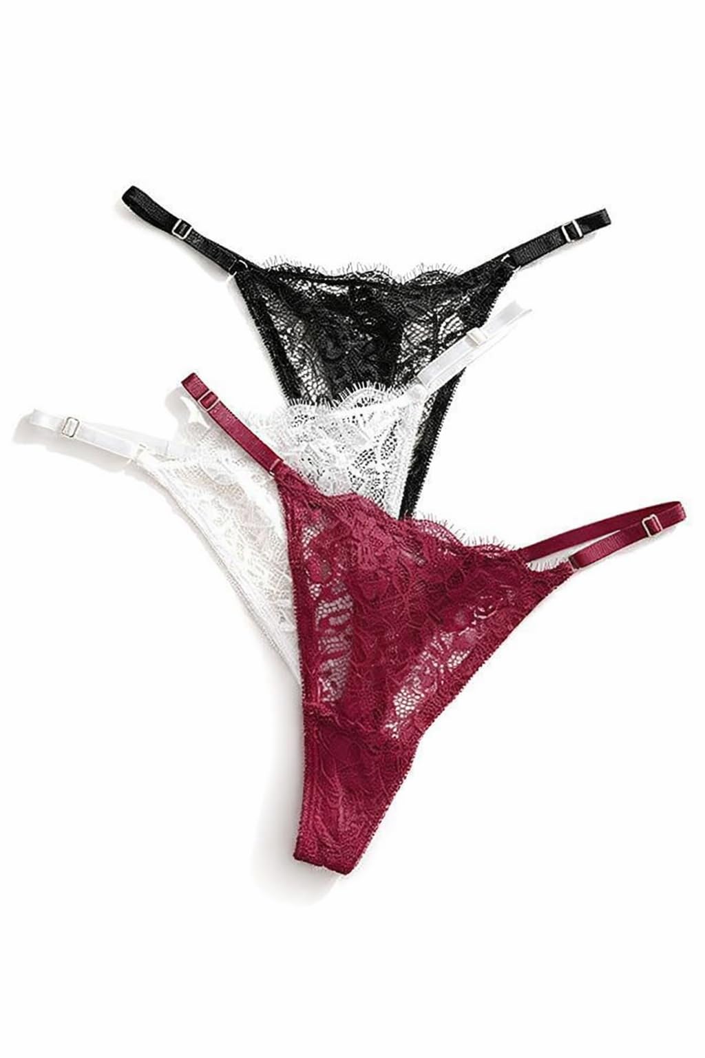 map deal Women's Length Adjustable lace Thong Lingerie/Panty for Comfort & Style Black-picture-26