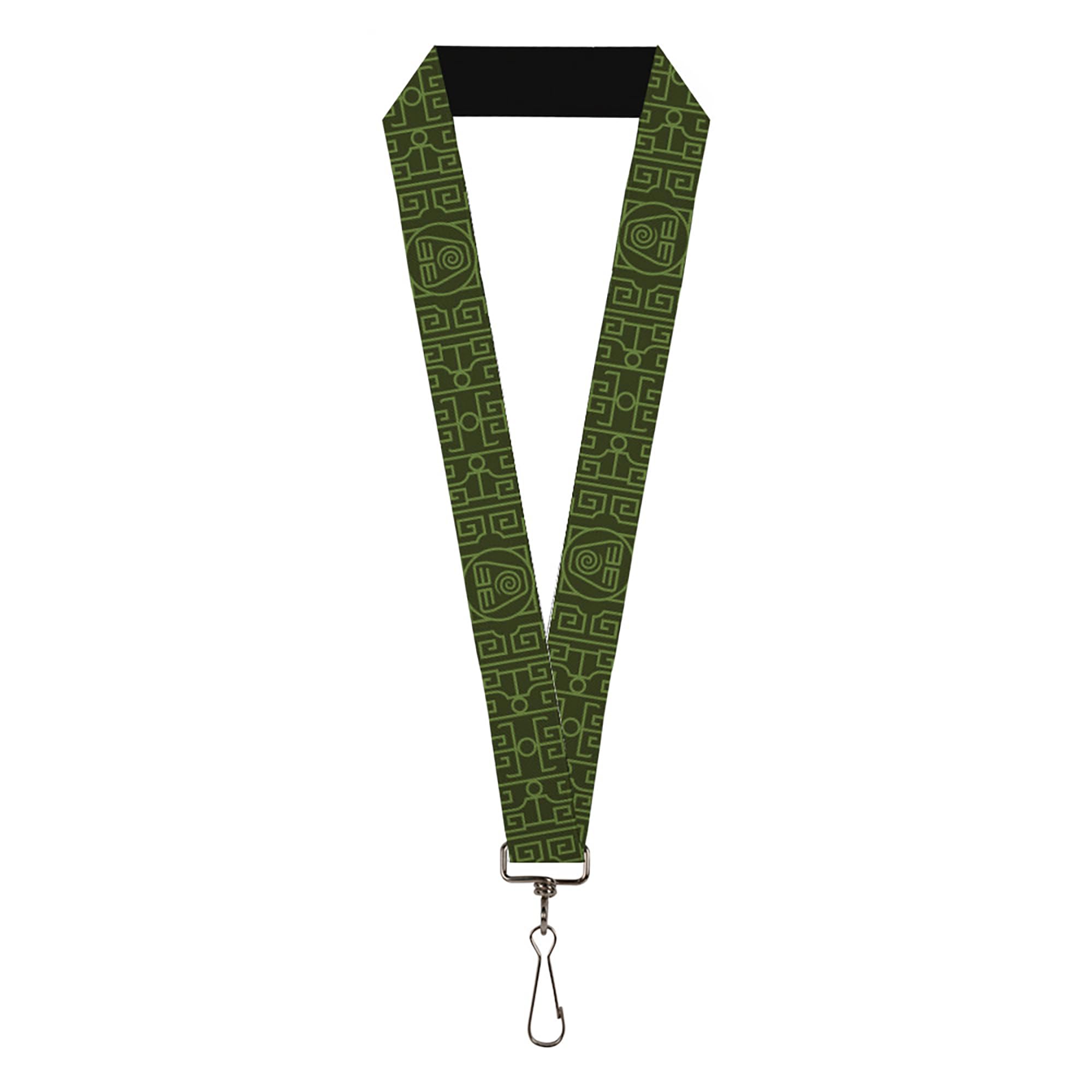 Nickelodeon Lanyard, Avatar Last Airbender Earth Element Symbol Black Olive Green, Elastic, Green, 44" x 1"