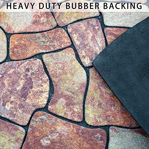 Mano Front Door Mat Outdoor Entrance, Heavy Duty Doormat Half Circle Rug For Outside Entry, Welcome Mat For Indoor Half Round Door Mats With Non Slip Rubber (21" X 33", Cobble) #TOP2