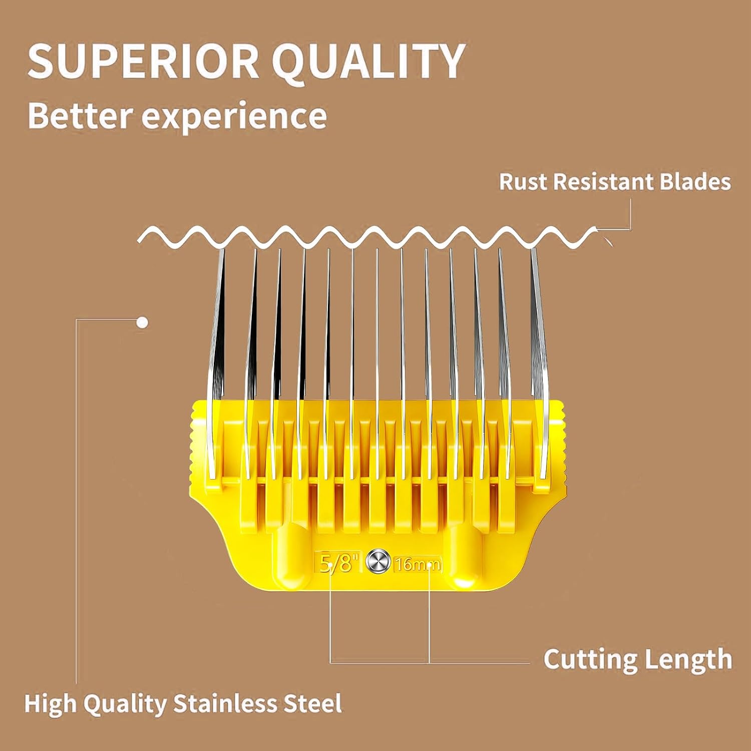 Wide Clipper Guard Attachment for A5 Type Wide Blade, Compatible with Andis, Wahl, Oster, Pet Grooming Attachment, Stainless Steel Professional Comb (16mm or 5/8")