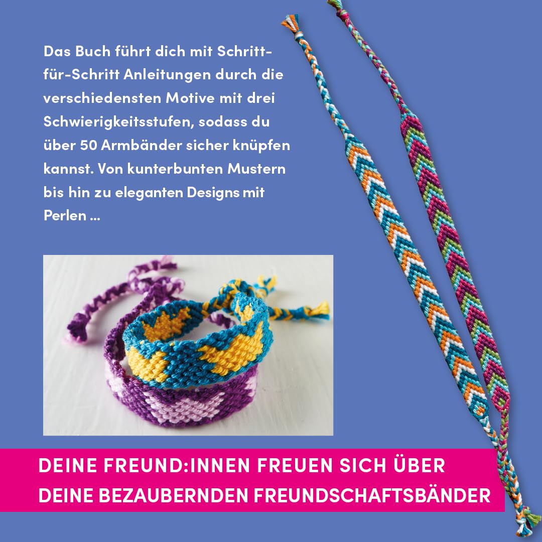 Kreativstart Kids Freundschaftsbänder. Anleitungsbuch und Material: über 50 Armbänder Schritt für Schritt erklärt. Garn zum Knüpfen und bunte Perlen zum Sofort-Loslegen