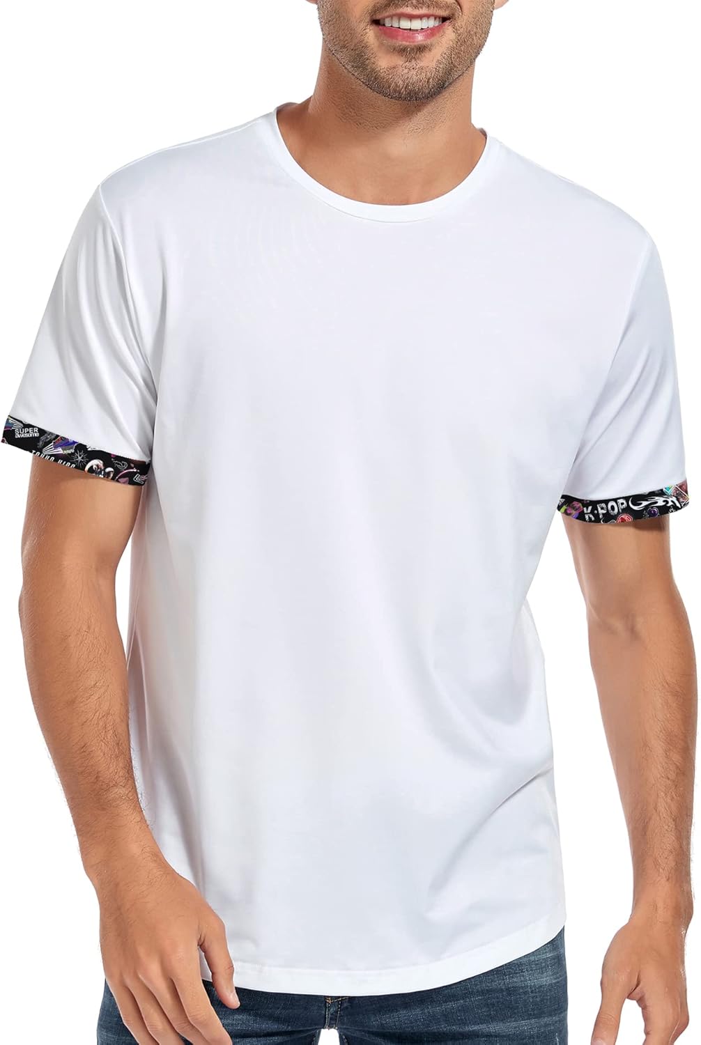 GEEK LIGHTING Men's Athletic Workout Shirts Sports Short Sleeve Tee Running Fishing T-Shirt 016-white Medium