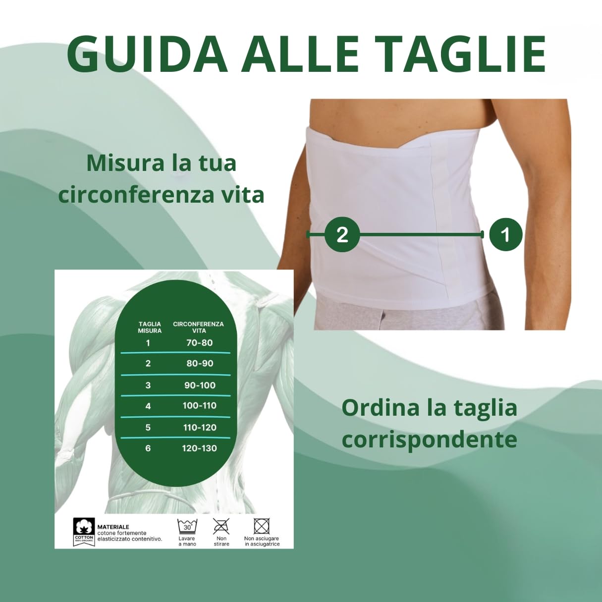 Faja lumbar con soporte de espalda elástica, faja de compresión para mujer y hombre, faja lumbar ortopédica de doble cierre – Blanca (6 (120 – 130 cm))