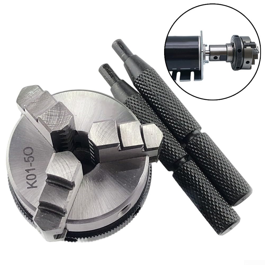 Portabrocas manual para M14 Tres mandíbulas 1-33mm Acero de alta dureza para máquina de carpintería K01-50 con soportes cilíndricos cortos y roscados Plata Negro