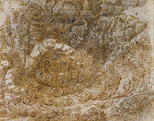 Cuadro pequeño A Deluge de Da Vinci: lámina mate sin reflejos con marco negro protector 2