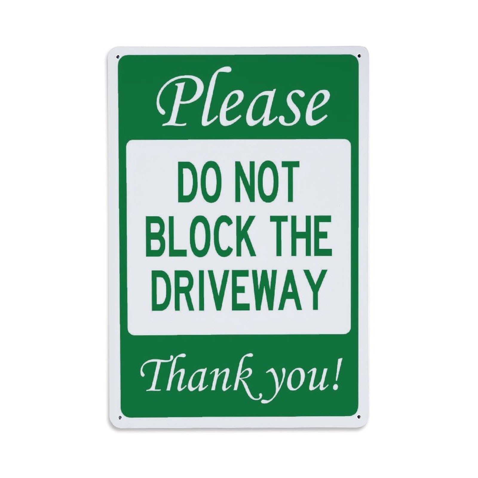 Please Do Not Block The Driveway Green Notice Vertical Sign Vintage Aluminium Metal Sign, Retro Wall Decor for Home, Bar, Garage & Farmhouse 30x20cm