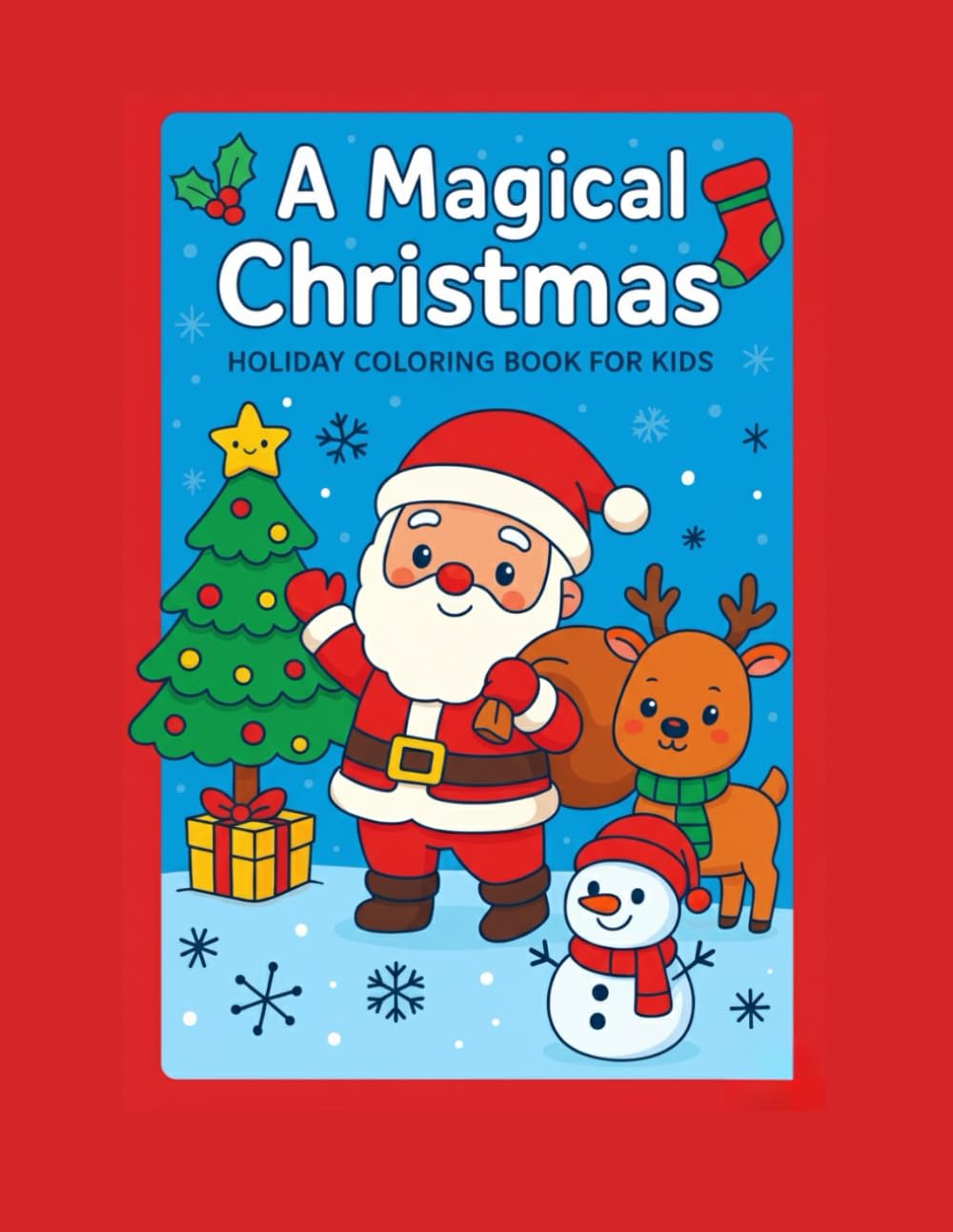 Magical Christmas Kawaii Coloring Book: 50 Cute Holiday Coloring Pages for Kids – Snowmen, Penguins, Santa & More!
