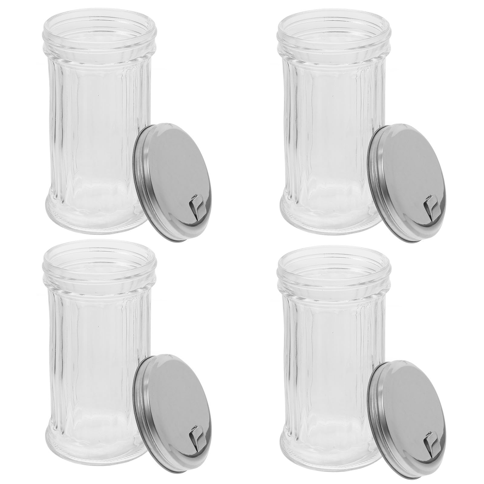 Toyvian Botes para Especias con Tapa de Acero Inoxidable de Vidrio Set de 4 de 330ml Dispensador Fácil de Usar y Diseño Que Ahorra Espacio para Cocina