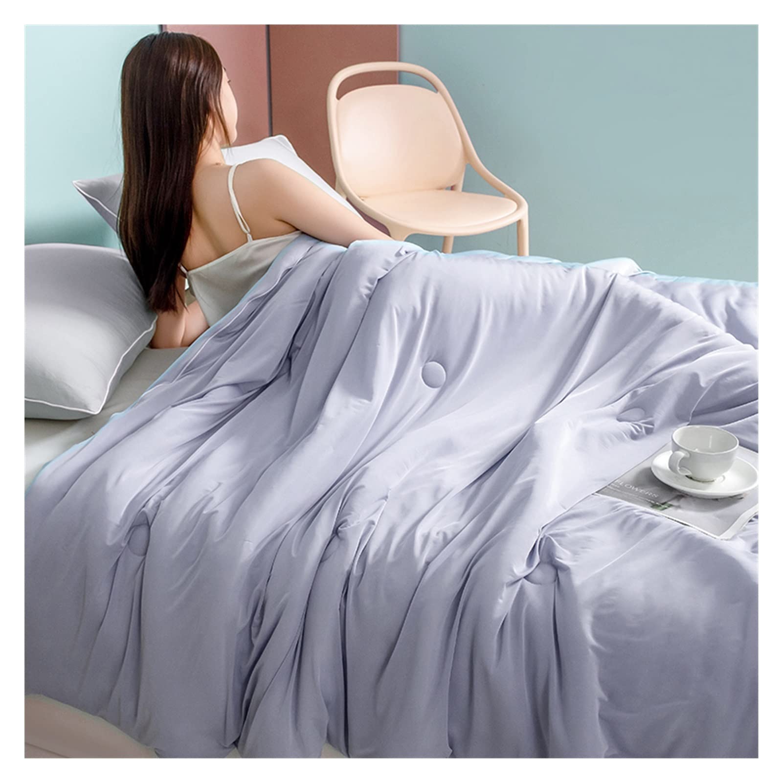 EBzvblxm Cooling Blanket for Summer, Summer Cooling Blanket Ice Quilt Air Condition Comforter Multicolor Multiple Sizes(Purple,200x230cm)