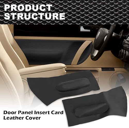Miniatura 8 de Cubierta de cuero para tarjeta de inserción de panel de puerta, compatible con VW Beetle 1998-2010, 2 unidades, color negro