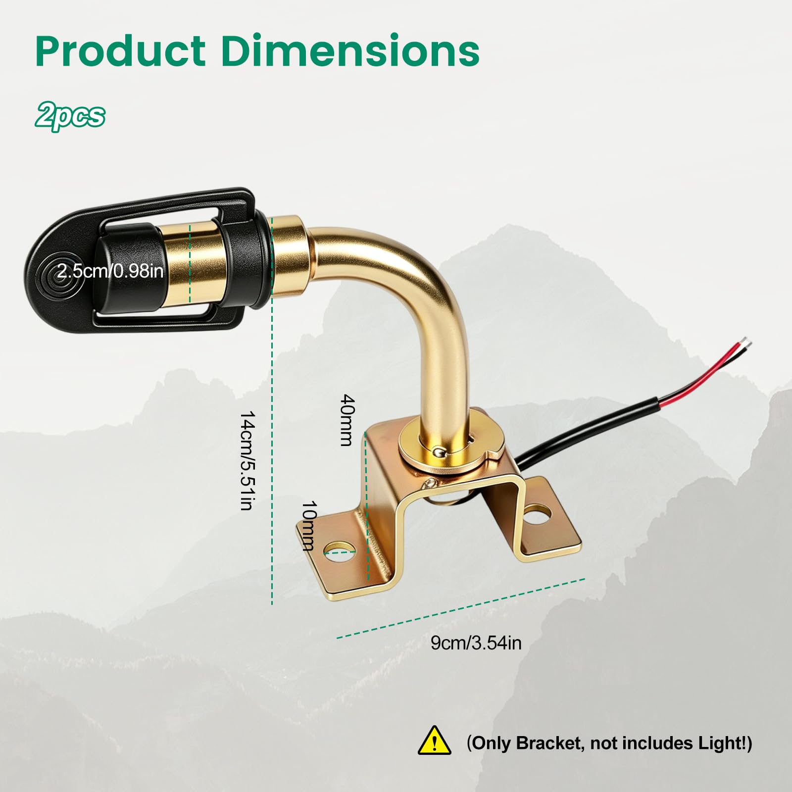 2 supporti per luci circolari, 90°, a forma di L, universale, 12 V/24 V, con cavo e tappo in gomma, luce di avvertimento rotante lampeggiante per macchine agricole, trattori, carrelli elevatori