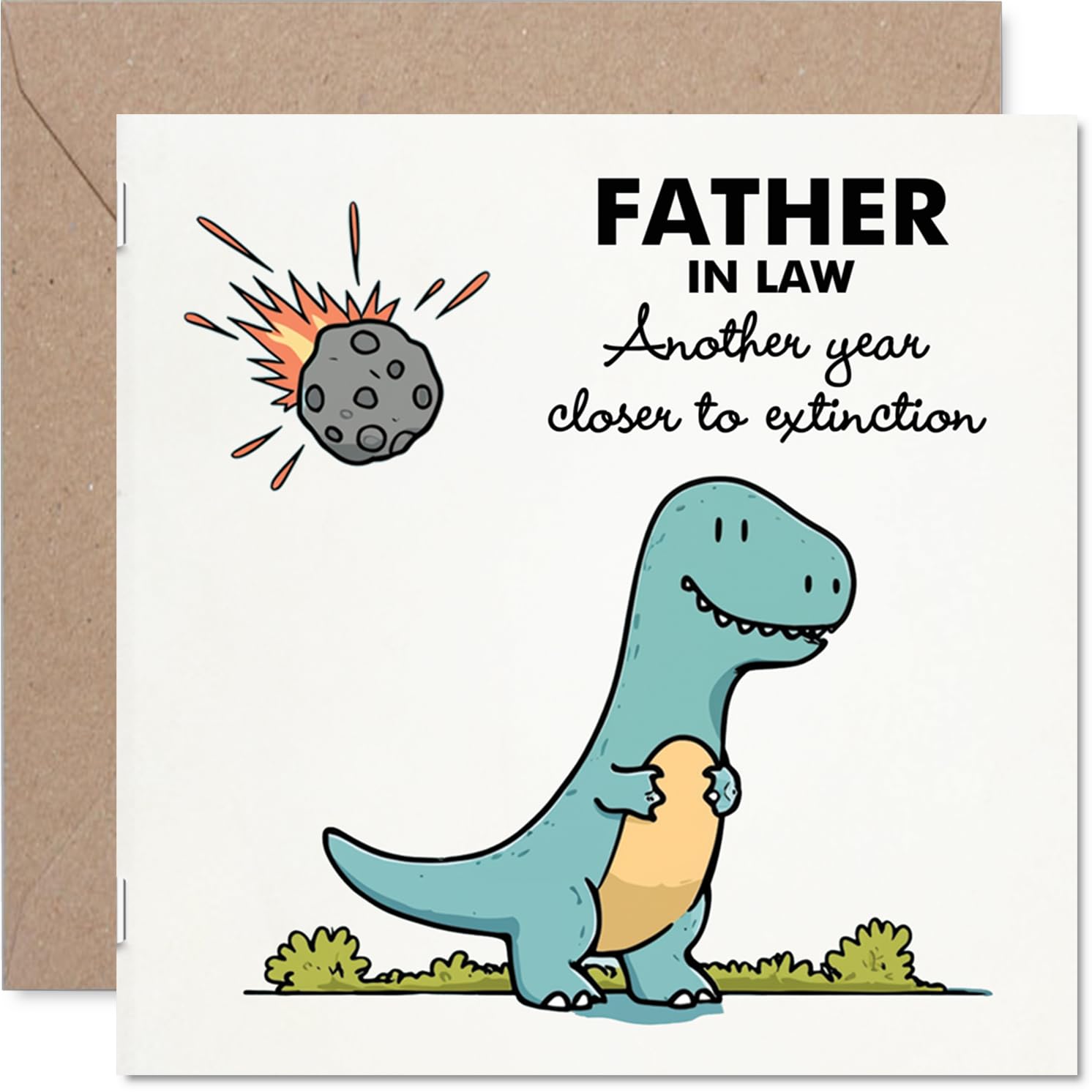 Funny Father in Law Birthday Card - Closer To Extinction - Cheeky Happy Birthday Card for Father in Law from Son Daughter, 145mm Joke Humour Bday Greeting Cards
