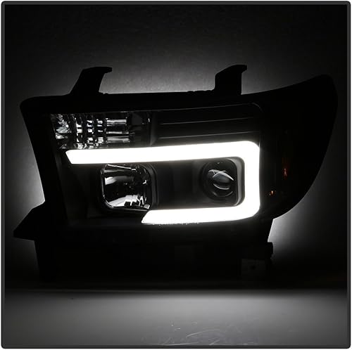 Miniatura 8 de ACANII - Para 2007-2013 Toyota Tundra 08-17 Sequoia Pickup Negro LED Tubo Proyector Faros Faros Par Izquierdo+Derecho