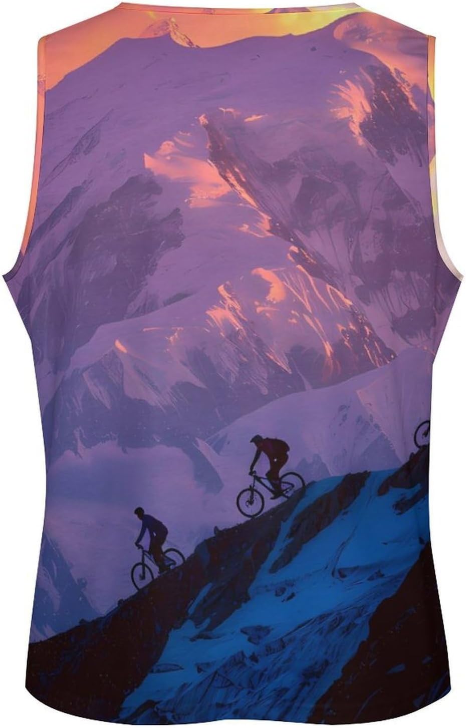 Mountain Biking on Snowy Peaks Mens Breathable Printed Tank Top 5XL