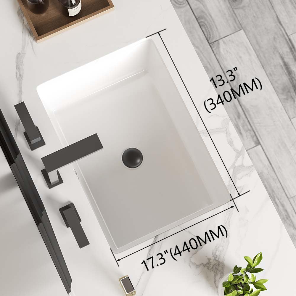 20in Undermount Bathroom Sink Rectangular, 20" x 16" Vessel Sink Rectrangle Undermount Bathroom Sink White Ceramic Lavatory Vanity Vessel Sink with Overflow 20" x 16" Rectangular