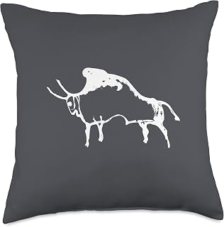 Drawing of Aurochs. For Parietal and cave art fans Throw Pillow