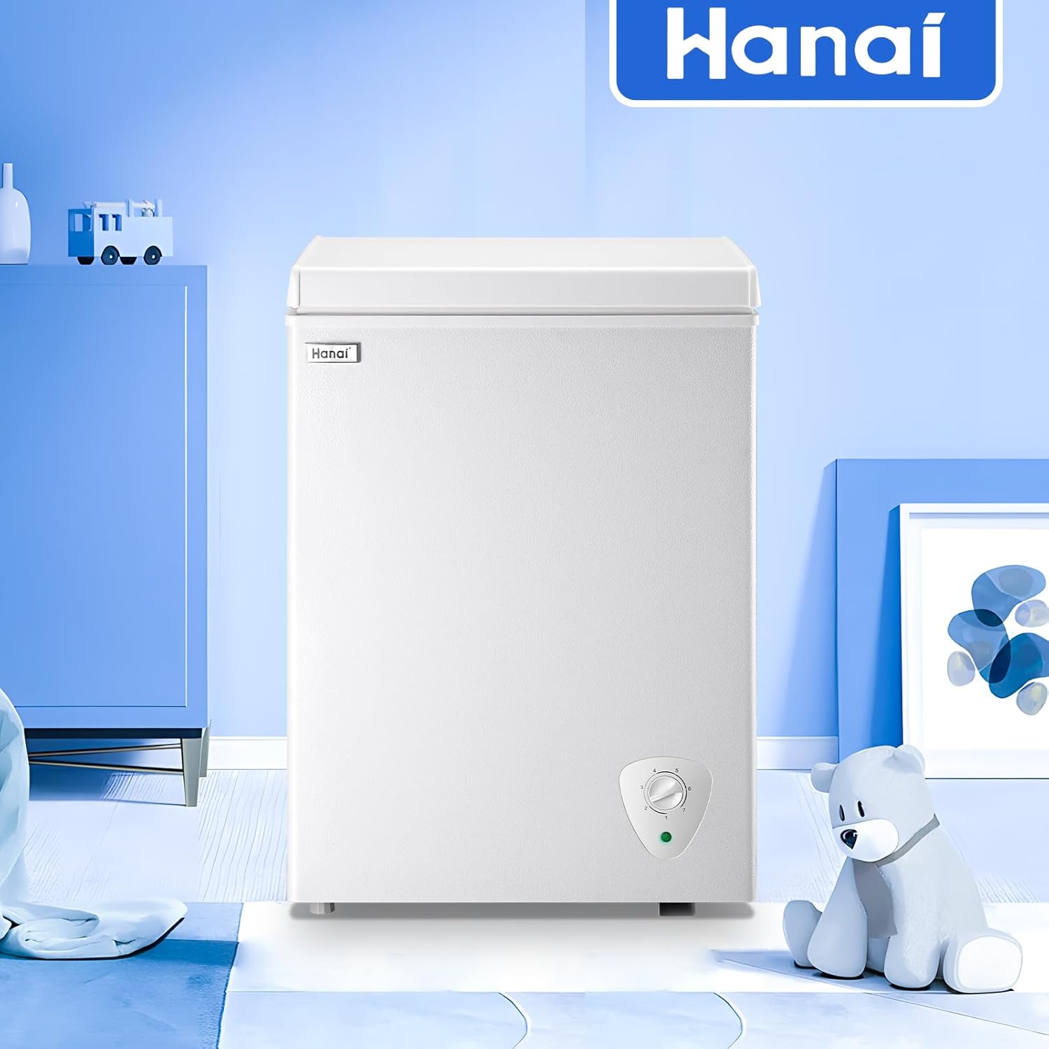 WANAI Chest Freezer Mini Small Deep Freezers Apartment Dorm Freezeing Machine with 7 Temp Control Fast Cooling Portable for Home Office Business Dorm White