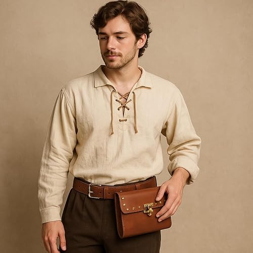 Miniatura 3 de Steampunk - Riñonera de cuero gótico de piel, estilo vintage, cartera de viaje, cartera de viaje, accesorios de fiesta para mujeres y hombres