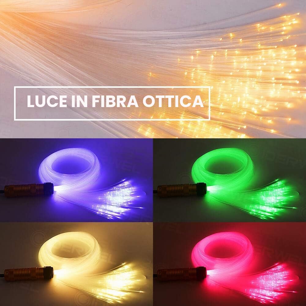 Kit di plafoniere a stella in fibra ottica a LED controllato da app Smart,Bluetooth RGBW Fiber Optic Lights con fibra ottica da 200,2m,0,75 mm per illuminazione d'atmosfera a soffitto di casa/auto