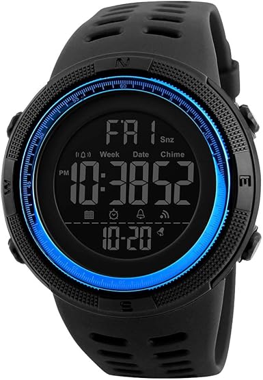 gazechimp Relógio Esportivo Masculino 1251 Cronômetro De Contagem  Regressiva à Prova D'água Relógio Militar - Azul | Amazon.com.br