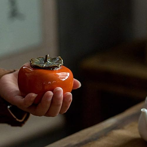 Miniatura 4 de NUOBESTY Cerámica - Recipientes de almacenamiento de té esmaltados de caqui suelto para té en lata sellada, contenedor de alimentos para servir té,