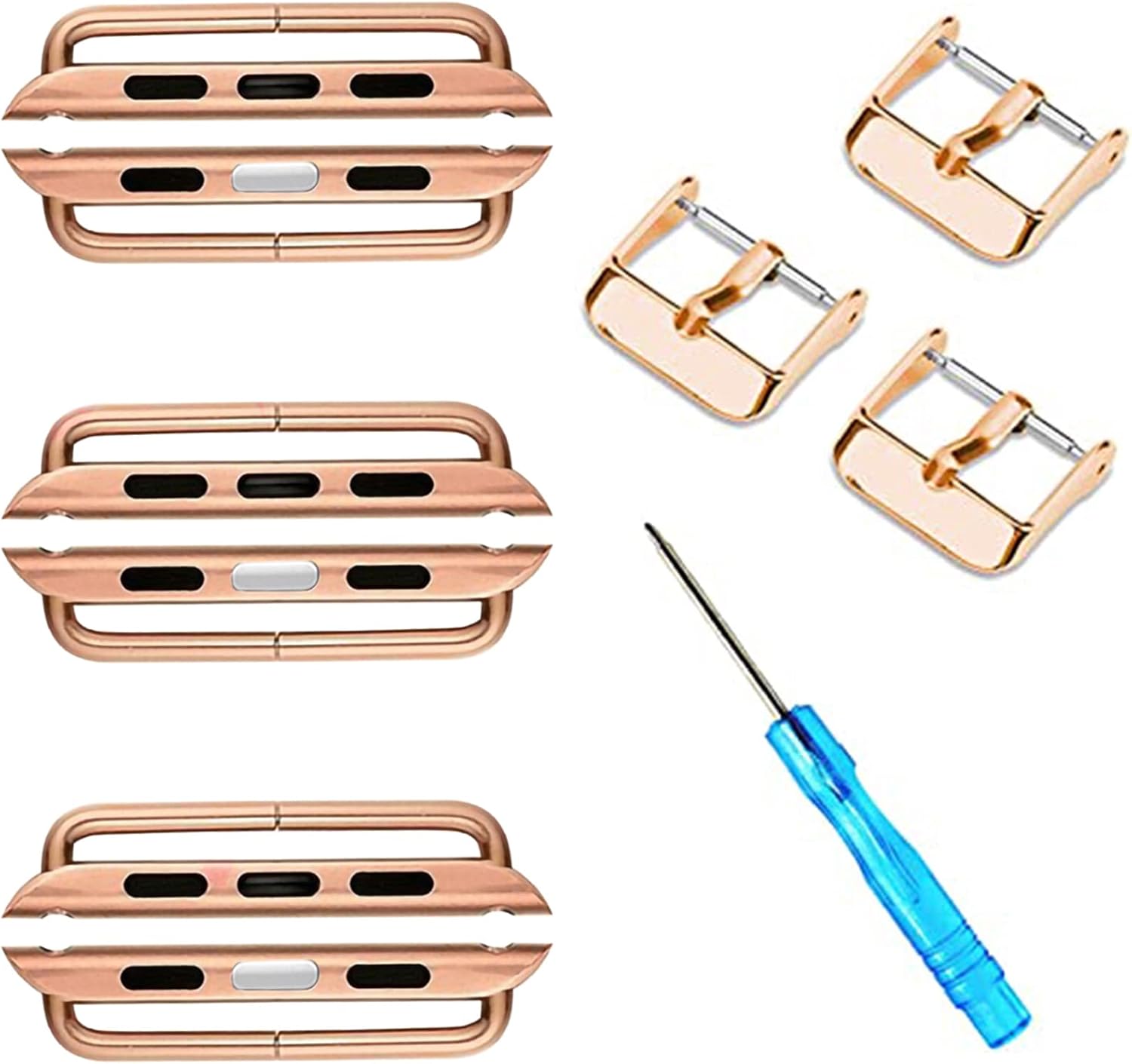 Watch Band Connector Kit for Apple Watch, Metal Replacement Adapter for iWatch Straps, Rose Gold (3 Pack), 38mm/40mm/41mm