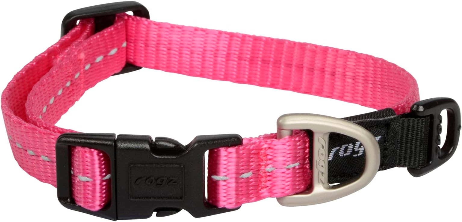 Reflective Dog Collar for Small Dogs, Adjustable from 8-13 inches, Pink